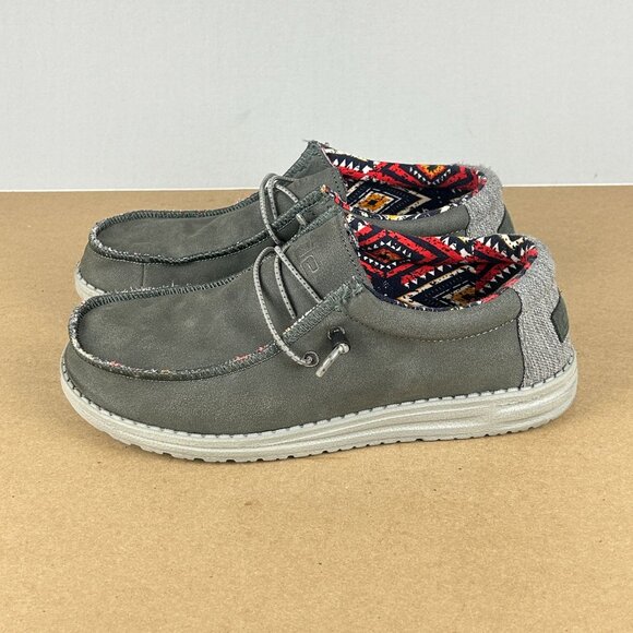 Hey Dude Wally Recycled Leather Quarry Casual Shoes Womens 9 Mens 7 Gray Slip On - Picture 1 of 10